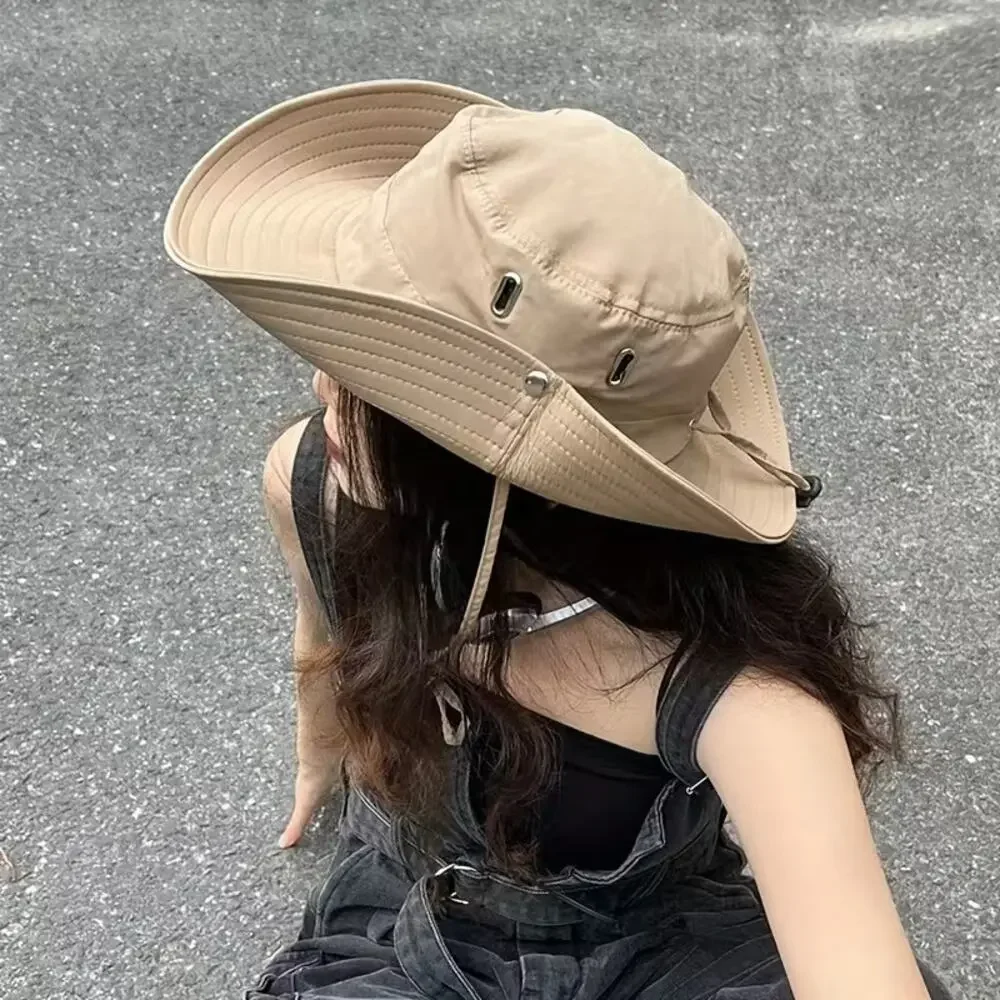 Women's Retro Hiking Hat Grey Wide Boho Brim Packable Floppy Sun Distressed New